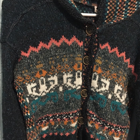 Button Front Woven Free People Hooded Cardigan - Picture 1 of 3